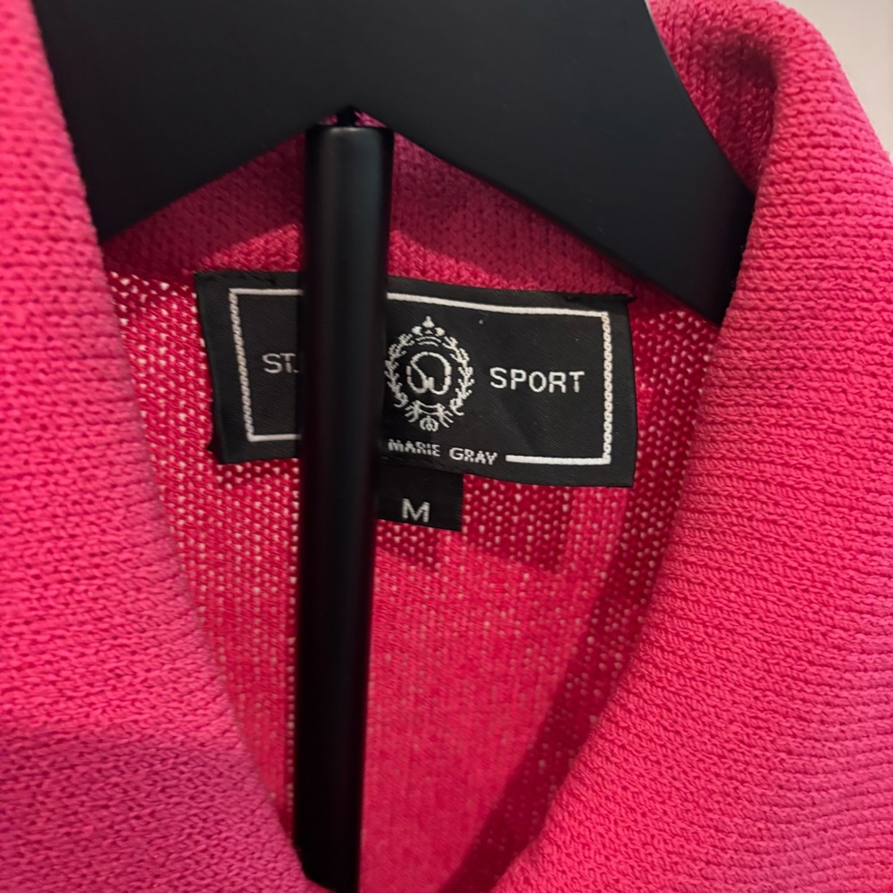 ST JOHN Sport Women's Blazer Black-Blue Pink White Striped With Zipper Size M - Picture 4 of 7